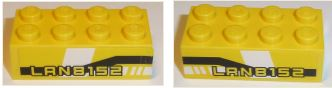 Lego Brick 2 x 4 with 'LAN8152' on Black and White Pattern on Both Sides (Stickers) - Set 8152 / Yellow