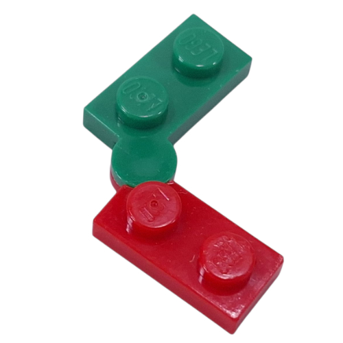 Lego Hinge Plate 1 x 4 Swivel Top / Base - Solid Clip [Complete Assembly] - Green Top / Red