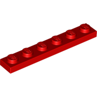 Lego Plate 1 x 6 / Red