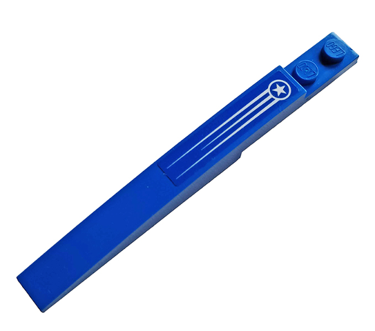 Lego Slope, Curved 10 x 1 with White Circled Star with Trailing White Lines on Blue Background Pattern (Sticker) - Set 76076