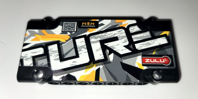Lego Technic, Panel Plate 5 x 11 x 1 with White and Dark Bluish Gray 'TURE' on Stone Background Pattern (Sticker) - Set 42069
