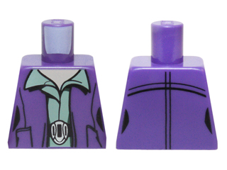 Lego Torso SW Female Outline Dark Purple Vest over Sand Green Shirt with Collar with Silver Belt Buckle Pattern / Dark Purple