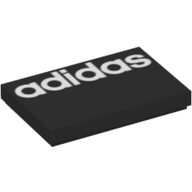 Lego Tile 2 x 3 with White 'adidas' Print