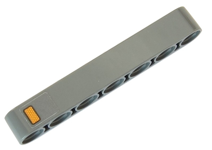 Lego Technic, Liftarm Thick 1 x 7 with Orange Reflector Pattern (Sticker) - Set 42054 / Dark Bluish Gray