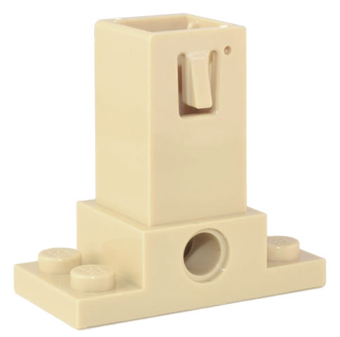 Lego Brick, Modified 2 x 2 x 3 Hollow with 2 x 4 Plate Base and Technic Hole / Tan