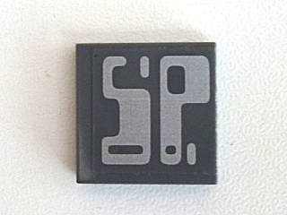 Lego Tile 2 x 2 with Silver 'SP' Pattern (Sticker) - Set 7704