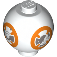 Lego Brick Round 2 x 2 Sphere with Stud with BB-8 Droid Body Print