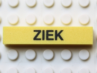 Lego Modulex Tile 1 x 5 with Black 'ZIEK' Print, without Internal Supports