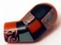 Lego Arm, Left with Dark Green and Sand Green Patchwork with Copper Filigree Pattern / Dark Orange