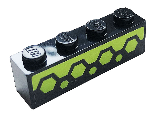 Lego Brick 1 x 4 with Lime Hexagons Pattern (Sticker) - Set 60258