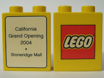 Lego Duplo, Brick 1 x 2 x 2 with The LEGO Store California, Stoneridge Mall 2004 Pattern