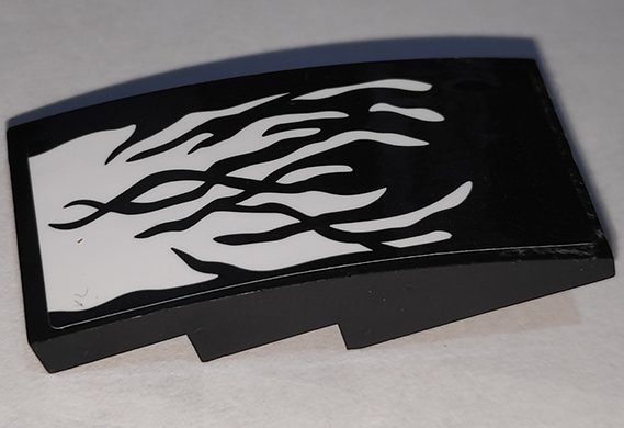 Lego Slope, Curved 4 x 2 with Black Tendrils on White Background Pattern (Sticker) - Set 76151