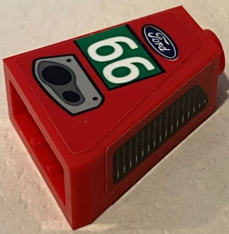 Lego Slope 65 2 x 1 x 2 with Ford Logo, White '66' in Green Rectangle, Exhaust and Air Vent Pattern Model Right Side (Stickers) - Set 75881