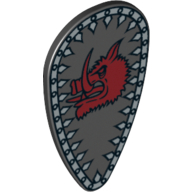Lego Shield Ovoid with Boar Head and Silver Border Print / Black