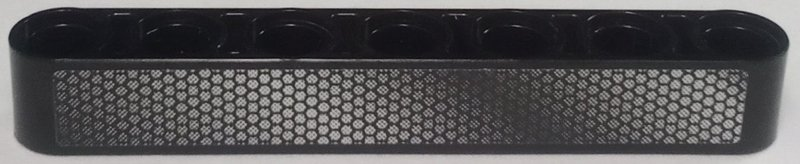 Lego Technic, Liftarm Thick 1 x 7 with Grille with Silver Honeycomb Hexagons Pattern (Sticker) - Set 42138 / Black