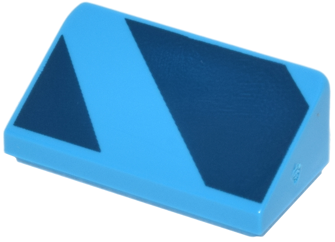 Lego Slope 30 1 x 2 x 2/3 with Dark Blue Diagonal Stripes Pattern