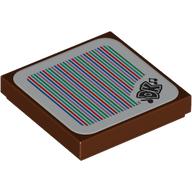 Lego Tile 2 x 2 with 'DK' (Donkey Kong) and Barcode Print (Sticker) / Reddish Brown