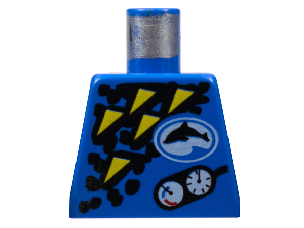 Lego Torso Divers Dolphin Logo, Yellow Triangles, and Gauges Pattern / Blue