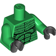 Lego Torso Muscles Outline with Scales Print, Green Arms, Black Hands