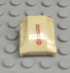 Lego Slope, Curved 2 x 2 with Debossed Side Ports with Split Red Arrow Pattern (Sticker) - Set 7476