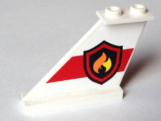 Lego Tail 4 x 1 x 3 with Fire Logo Badge on Red Stripe Pattern Model Left Side (Sticker) - Set 60005