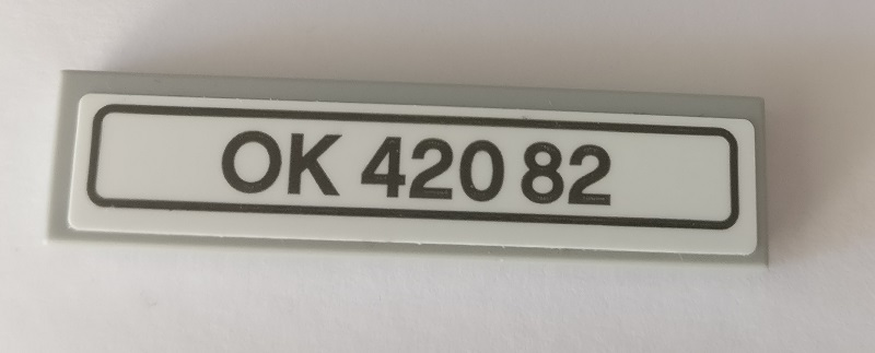 Lego Tile 1 x 4 with 'OK 42082' Pattern (Sticker) - Set 42082