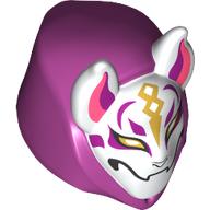 Lego Mask, Wolf with Magenta Hood, Gold, Magenta, Coral Markings Print / White