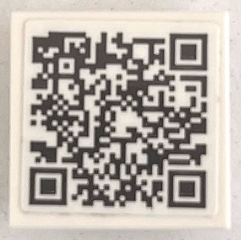 Lego Tile, Modified 2 x 2 Inverted with Black QR Code Pattern (Sticker) - Set 75581 / White