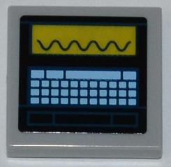 Lego Tile 2 x 2 with Oscilloscope and Keyboard Pattern (Sticker) - Set 6860