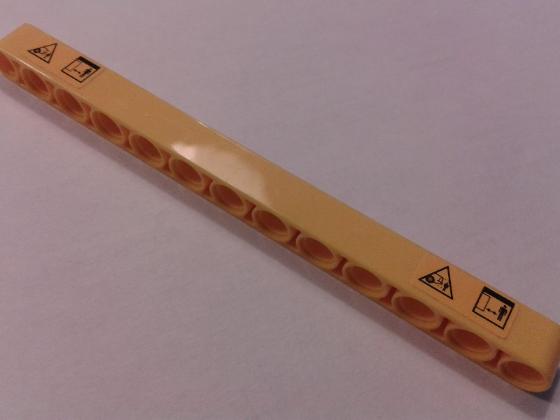 Lego Technic, Liftarm Thick 1 x 13 with Safety Warning Pattern on Both Ends (Stickers) - Set 42030 / Yellow