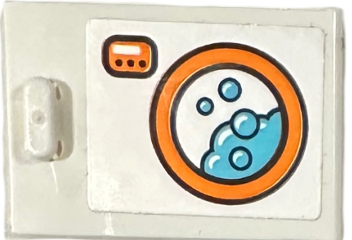 Lego Container, Cupboard 2 x 3 x 2 Door with Orange Washing Machine with Medium Azure Water and Bubbles Pattern (Sticker) - Set 42614