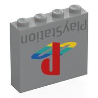 Lego Brick 1 x 4 x 3 with 'PlayStation', Logo Print / Light Bluish Gray