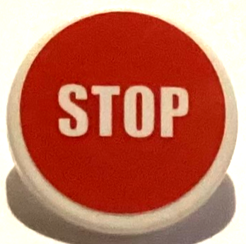 Lego Road Sign 2 x 2 Round with Clip with Narrow Font Small 'STOP' on Red Background Pattern (Sticker) - Set 40347
