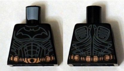 Lego Torso Batman Logo with Body Armor Outline and Copper Belt Pattern / Black