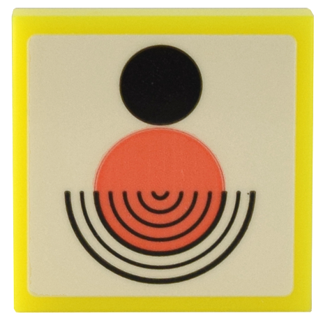 Lego Tile 2 x 2 with Picture with Black and Coral Circles and Half Circle Lines Pattern (Sticker) - Set 41732