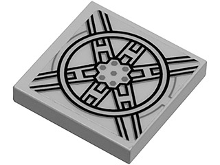 Lego Tile 2 x 2 with Star Wars TIE 6 Spoke Radial Pattern (Sticker) - Set 8017