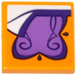 Lego Tile 2 x 2 with Medium Lavender and Dark Purple Blanket over White Sheet Pattern (Sticker) - Set 41176 / Bright Light Orange