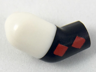 Lego Arm, Right with White Short Sleeve, 2 Red Diamonds Pattern / Black