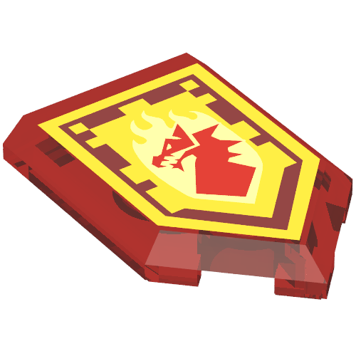 Lego Tile Special 2 x 3 Pentagonal with Nexo Power Shield Print - Rushing Strike