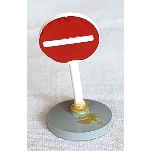 Lego Road Sign Old Round with No Entry Print & Type 2 Base
