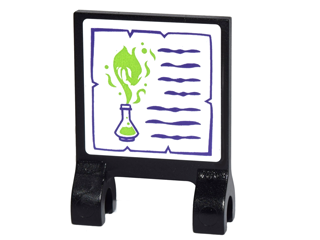 Lego Flag 2 x 2 Square with Flat Edge with Erlenmeyer Flask with Lime Vapors and Dark Purple Text Lines Pattern (Sticker) - Set 41180