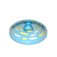Lego Dish 3 x 3 Inverted [Radar] with Shade of Yellow Paint Strokes in Circles Print / Trans-Dark Blue