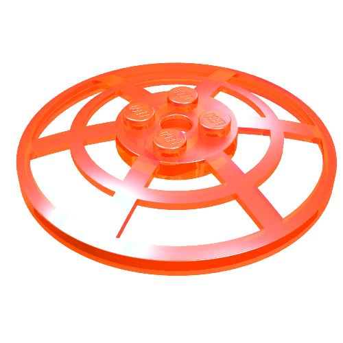 Lego Dish 6 x 6 Inverted, Radar / Webbed [Anti-studs at 90°] / Trans-Neon Orange