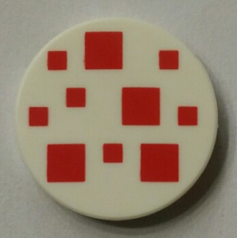 Lego Tile, Round 2 x 2 with Bottom Stud Holder with Red Squares Pattern (Minecraft Cake Frosting)