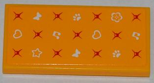 Lego Tile 2 x 4 with Hearts, Star, Butterflies, Music Notes, Paw Prints, Flower and Mattress Buttons Pattern (Sticker) - Set 3184