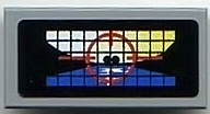 Lego Tile 1 x 2 with Red Crosshairs on Black Grid Display Pattern (Sticker) - Set 8899 / Light Bluish Gray