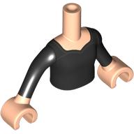 Lego Minidoll Torso Woman with Light Nougat Arms and Hands with Black Dress print
