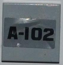 Lego Tile 2 x 2 with Black 'A-102' Pattern (Sticker) - Set 8199 / Light Bluish Gray