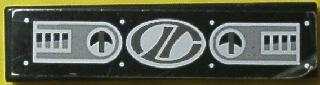 Lego Tile 1 x 4 with 2 Gauge Panels and Dark Gray Stylized 'LT' on White Oval Racing Logo Pattern (Sticker) - Set 8408