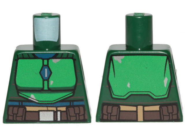 Lego Torso SW Armor Green Plates and Dark Brown Belt Pattern (Mandalorian) / Dark Green